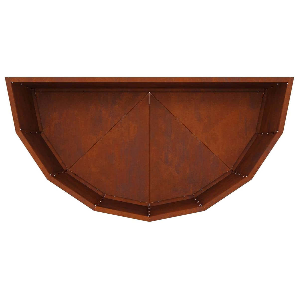 Half Round Outdoor Planter in Weathering Steel 90x45x50cm