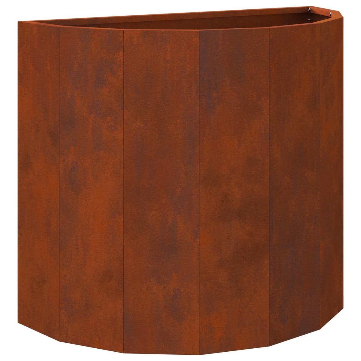 Half Round Garden Planter in Brown Steel 60x30x50cm