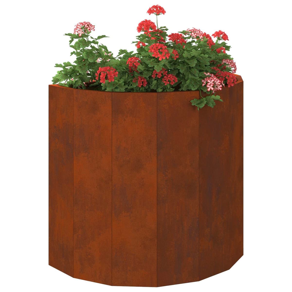 Half Round Garden Planter in Brown Steel 60x30x50cm