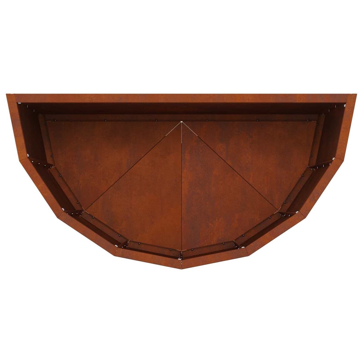 Half Round Garden Planter in Brown Steel 60x30x50cm