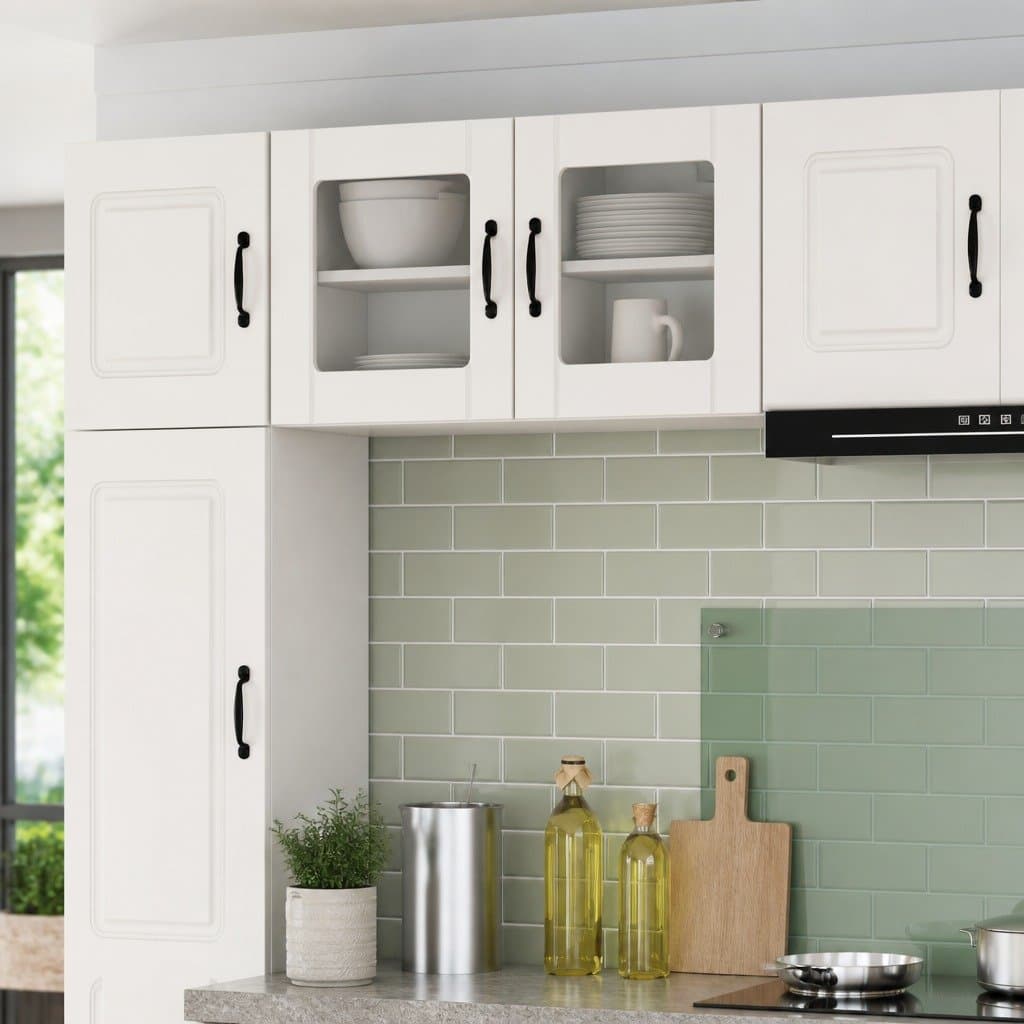 White Wall Glass Cabinet for Kitchen Storage