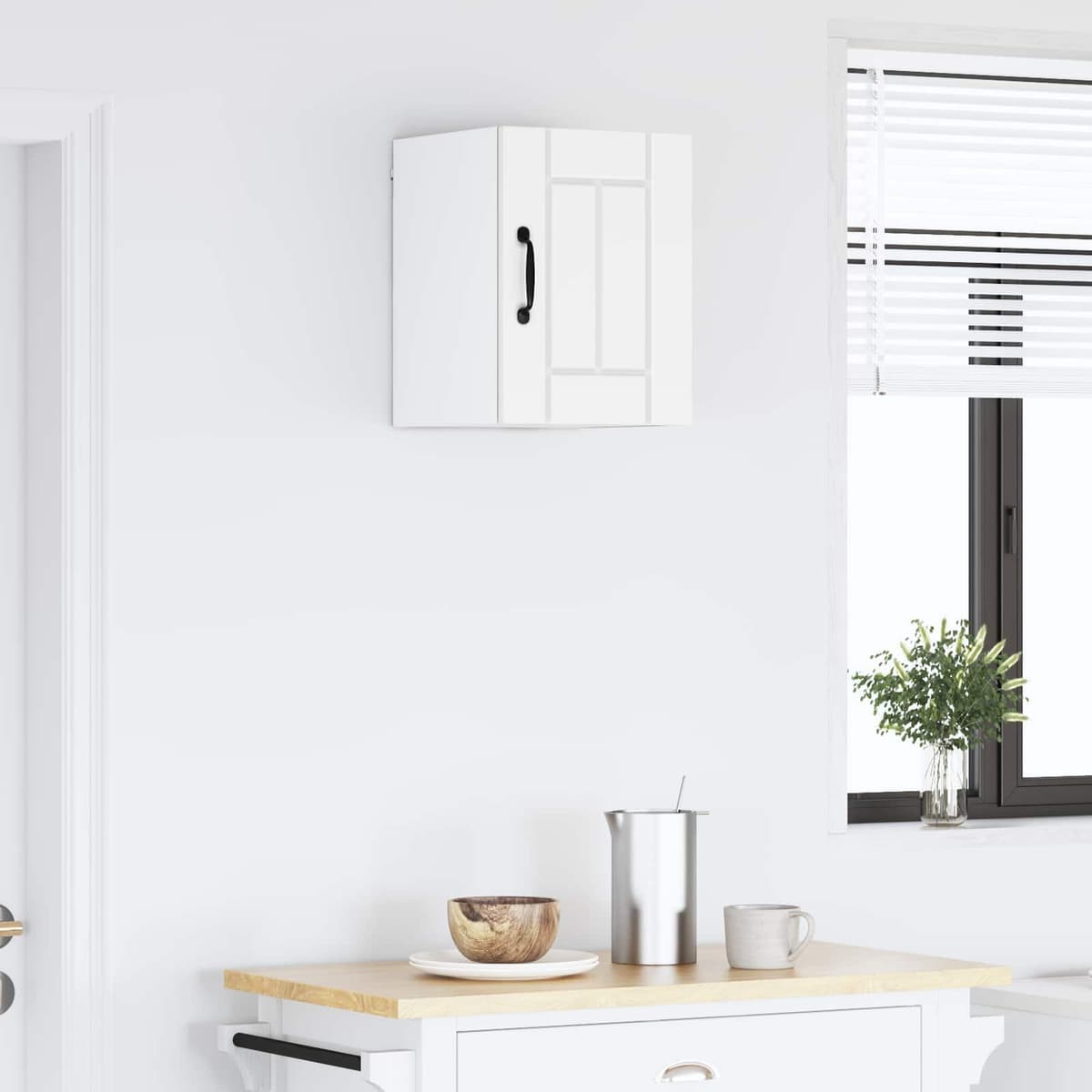 White Wall Cabinet for Kitchen Storage