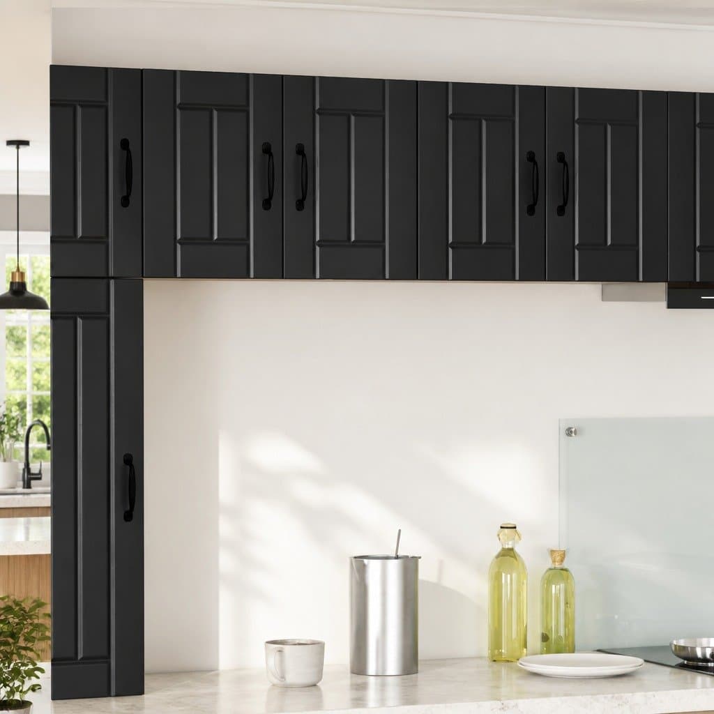 Black 2-Piece Wall Cabinet for Kitchen Storage