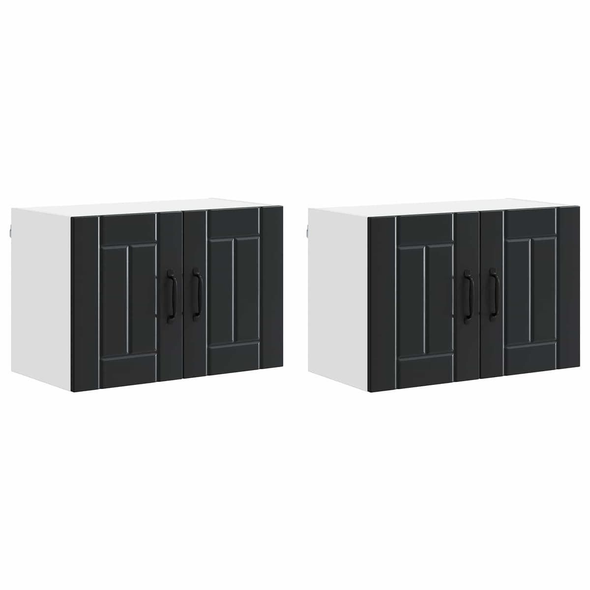 Black 2-Piece Wall Cabinet for Kitchen Storage