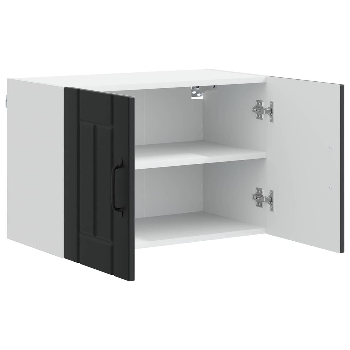 Black 2-Piece Wall Cabinet for Kitchen Storage