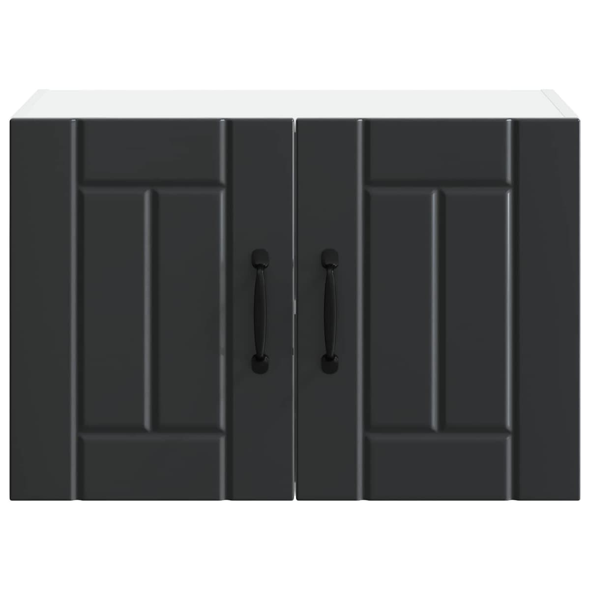 Black 2-Piece Wall Cabinet for Kitchen Storage