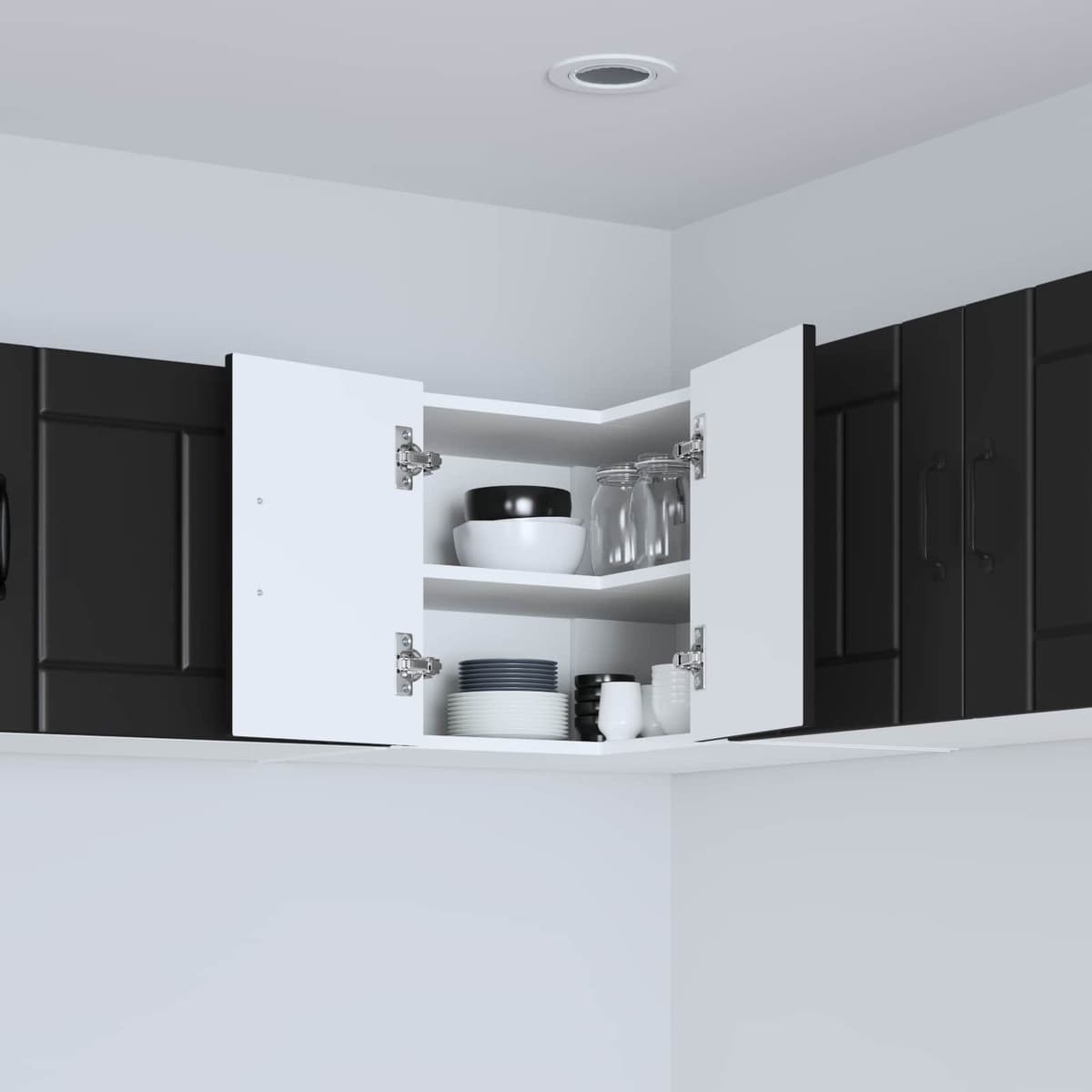 Black Wall Corner Cabinet for Kitchen Storage