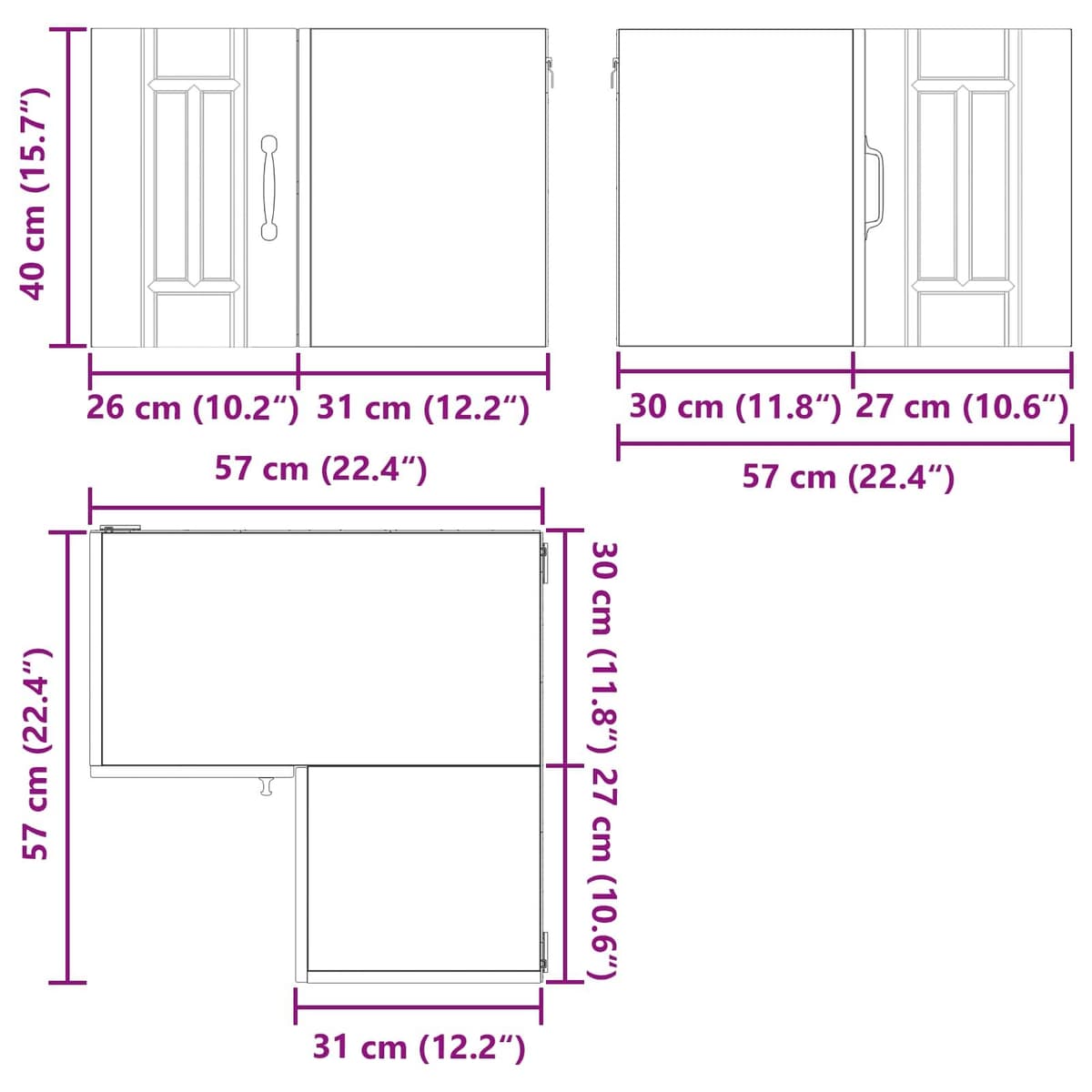 Black Wall Corner Cabinet for Kitchen Storage