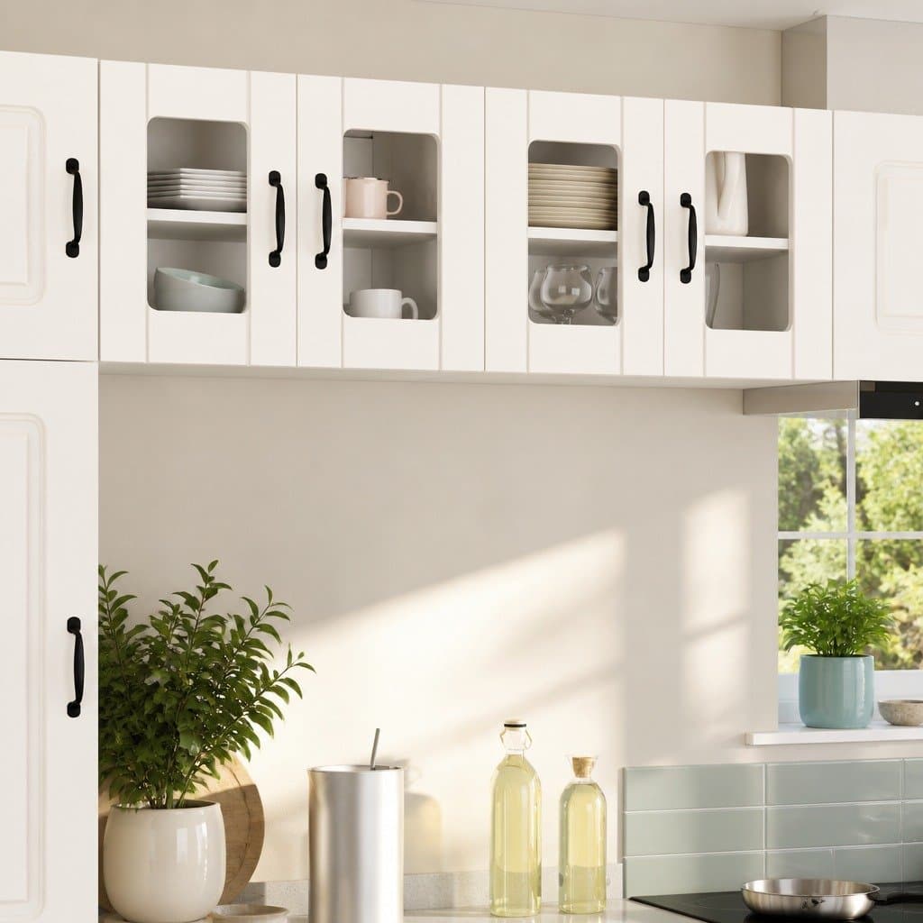 White Glass Wall Cabinet for Kitchen Storage