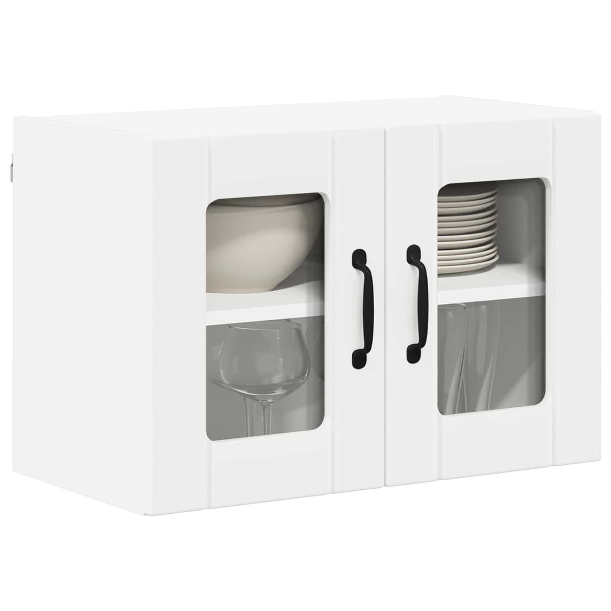 White Glass Wall Cabinet for Kitchen Storage