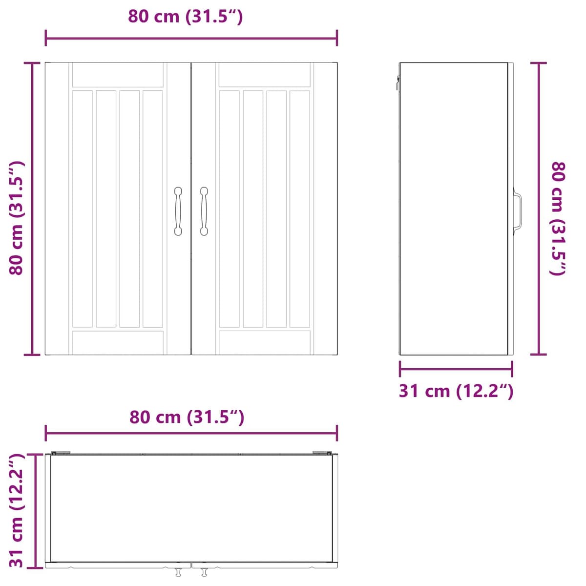 Wall Cabinet White Kitchen Storage Dishwasher Panel Engineered Wood 80x31x80cm