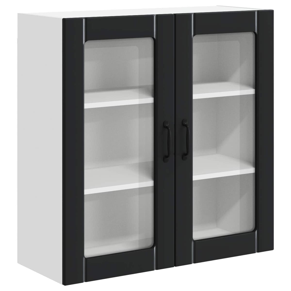 Wall Glass Cabinet Black 80x31x80cm Kitchen Storage Engineered Wood Modern