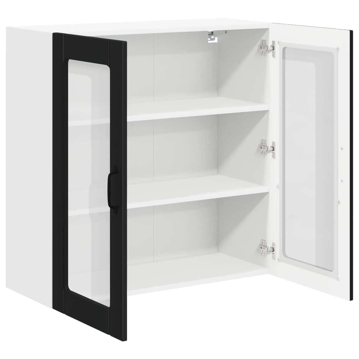 Wall Glass Cabinet Black 80x31x80cm Kitchen Storage Engineered Wood Modern