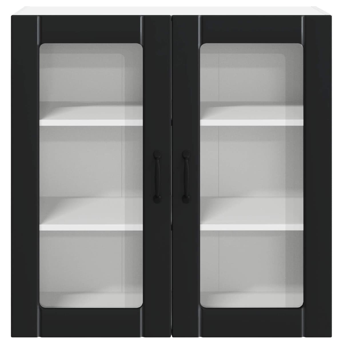 Wall Glass Cabinet Black 80x31x80cm Kitchen Storage Engineered Wood Modern
