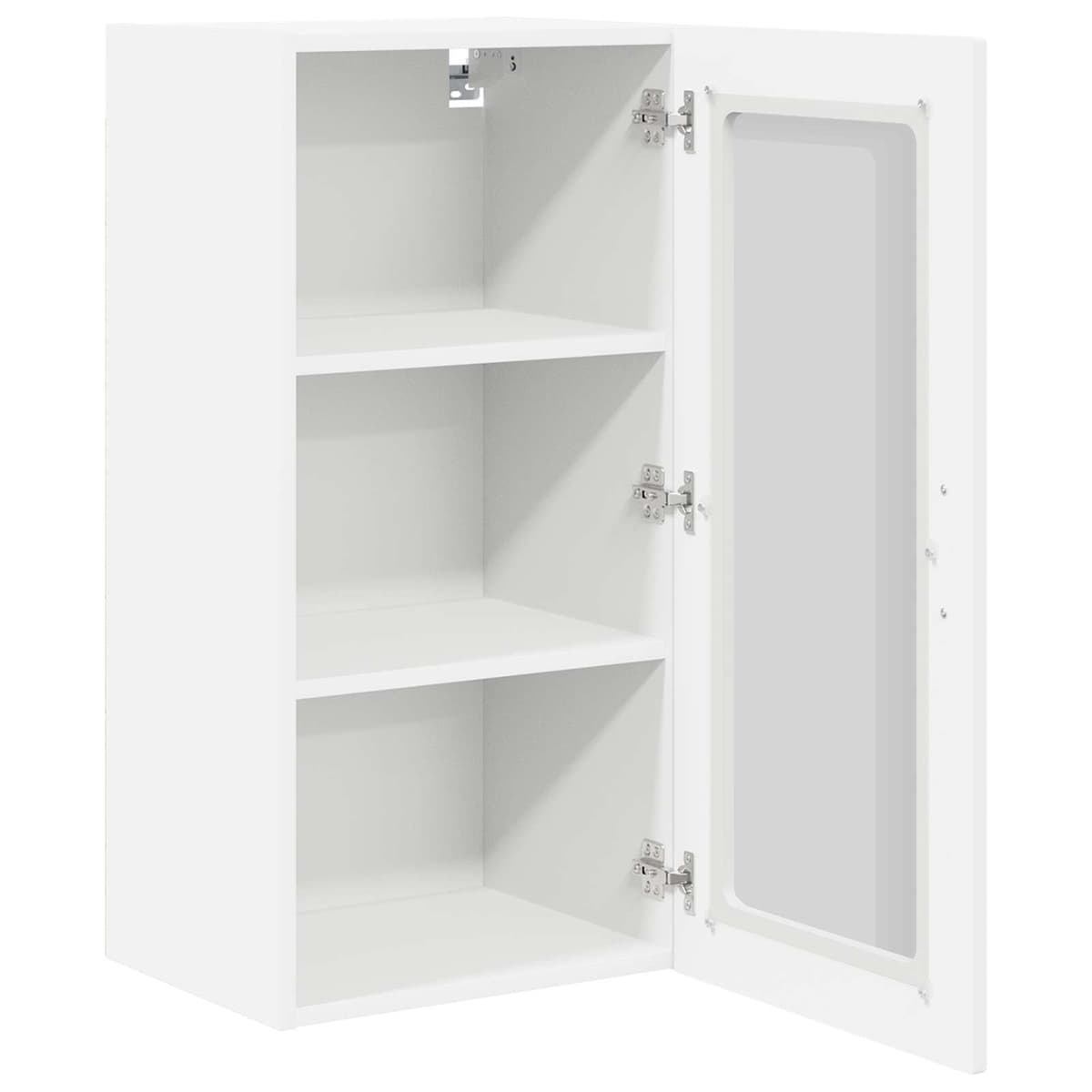 Wall Glass Cabinet PORTO White Kitchen Storage 40 x 31 x 80 cm Set of 2