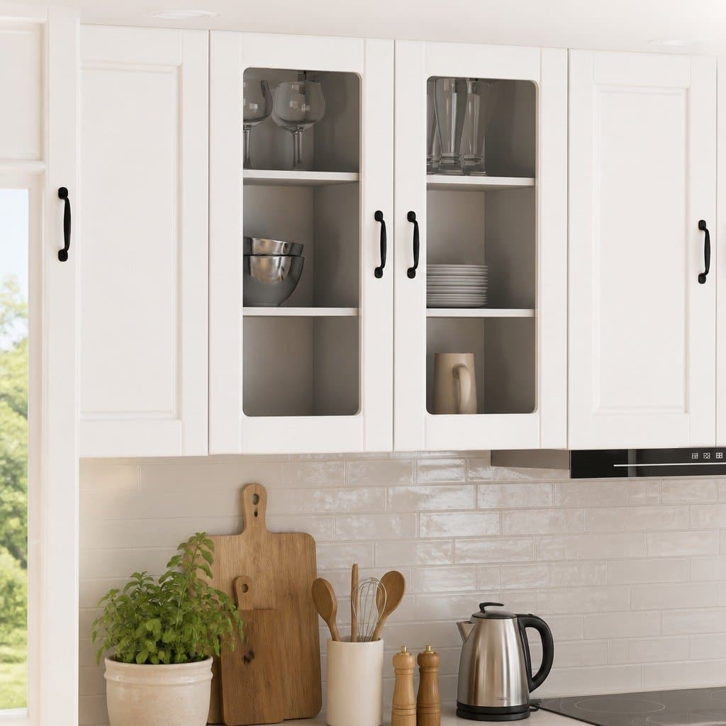 High Gloss White Wall-Mounted Kitchen Cabinet with Shelves
