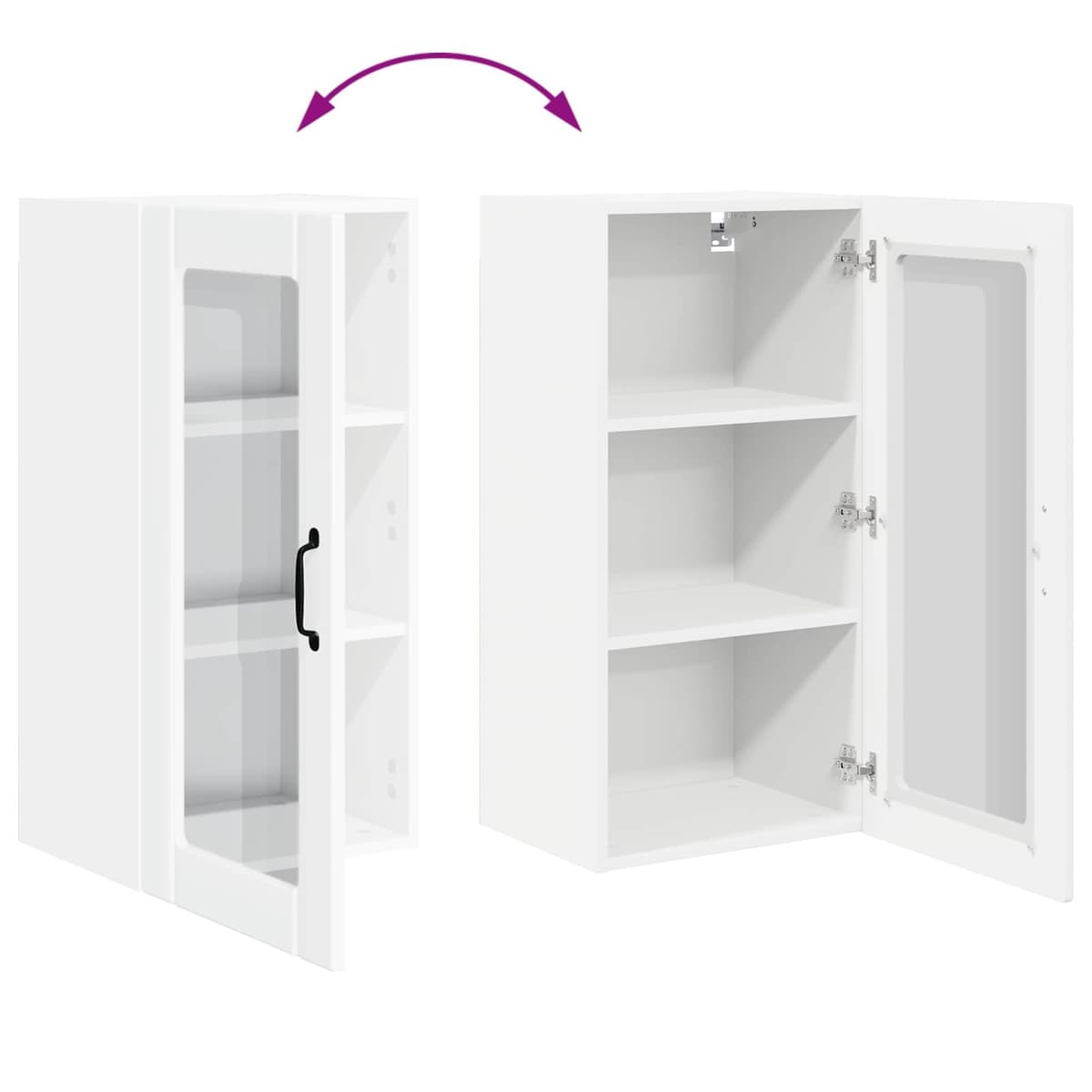High Gloss White Wall-Mounted Kitchen Cabinet with Shelves
