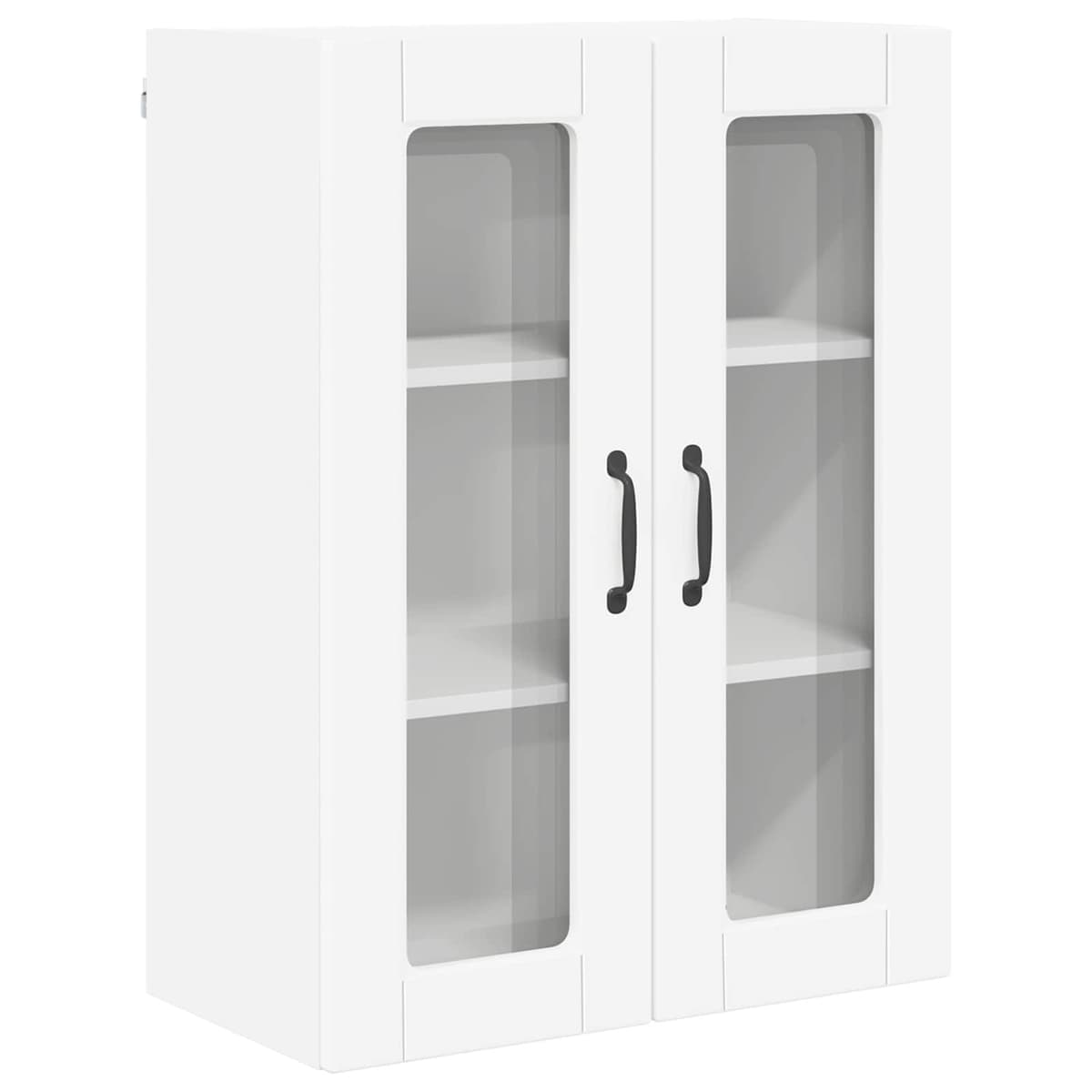 Wall-Mounted Glass Kitchen Cabinet in White