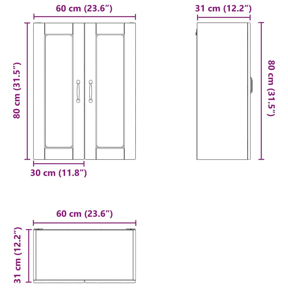 Wall-Mounted Glass Kitchen Cabinet in White