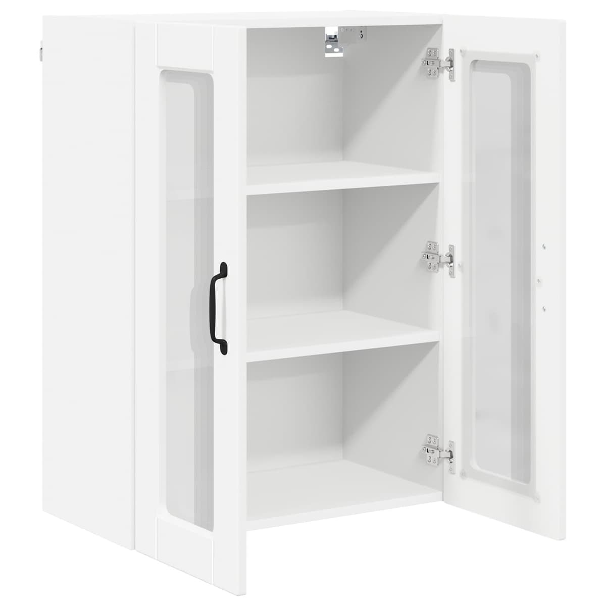 Wall-Mounted Glass Kitchen Cabinet in White