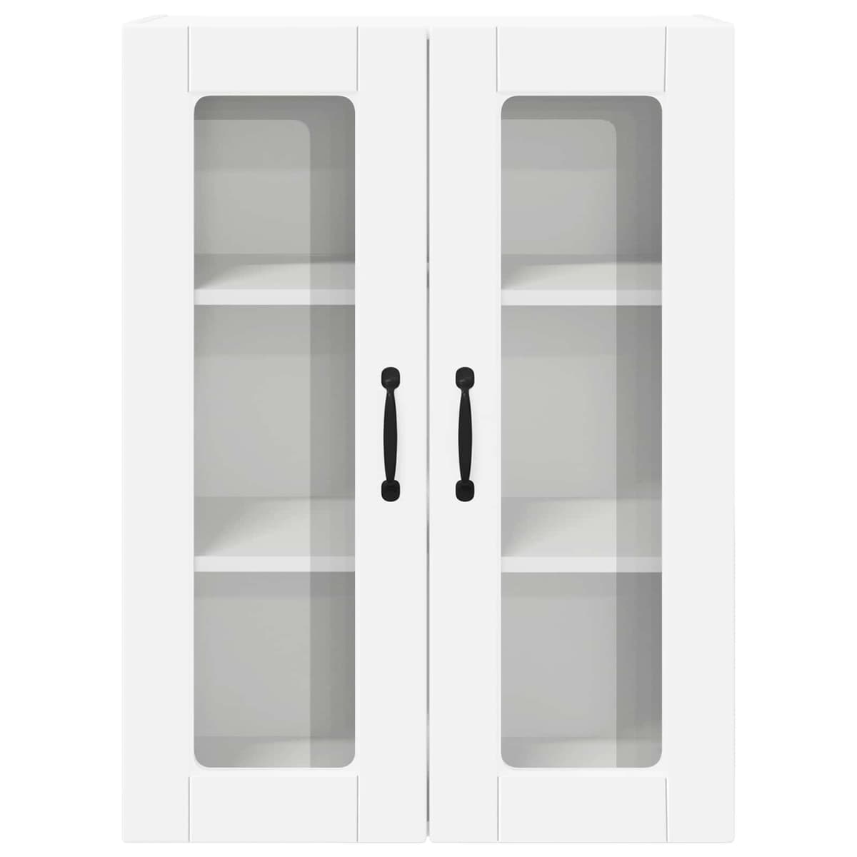 Wall-Mounted Glass Kitchen Cabinet in White