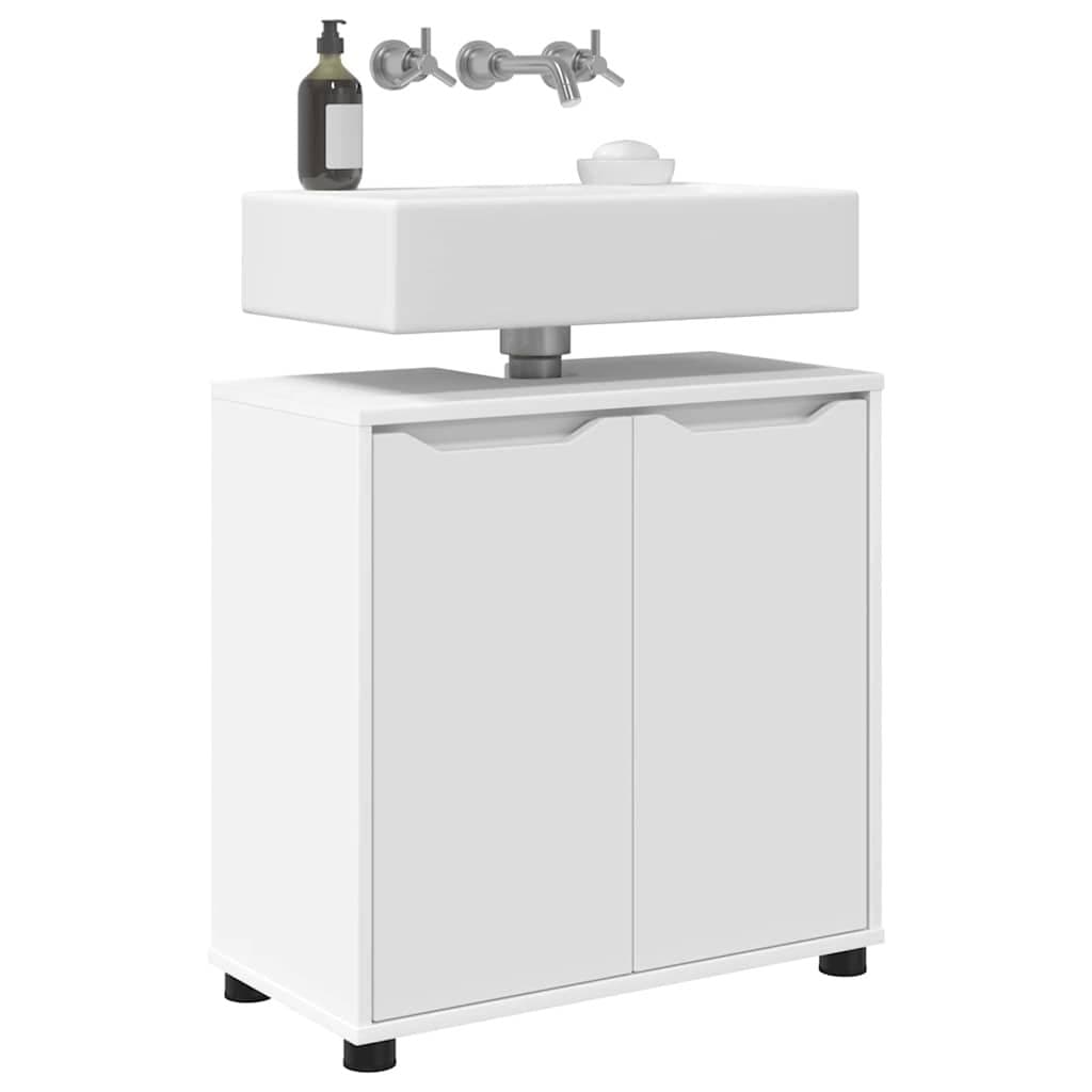 White Bathroom Basin Cabinet with Adjustable Storage