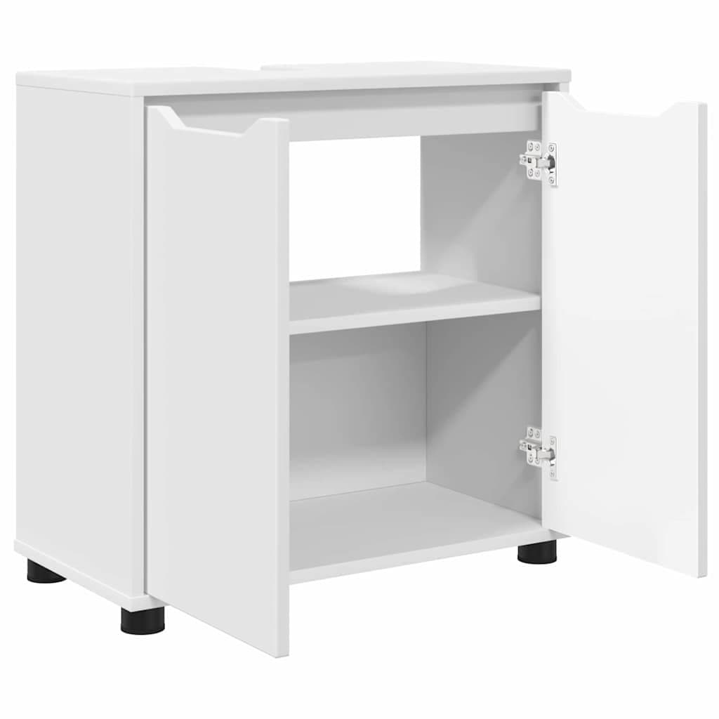 White Bathroom Basin Cabinet with Adjustable Storage