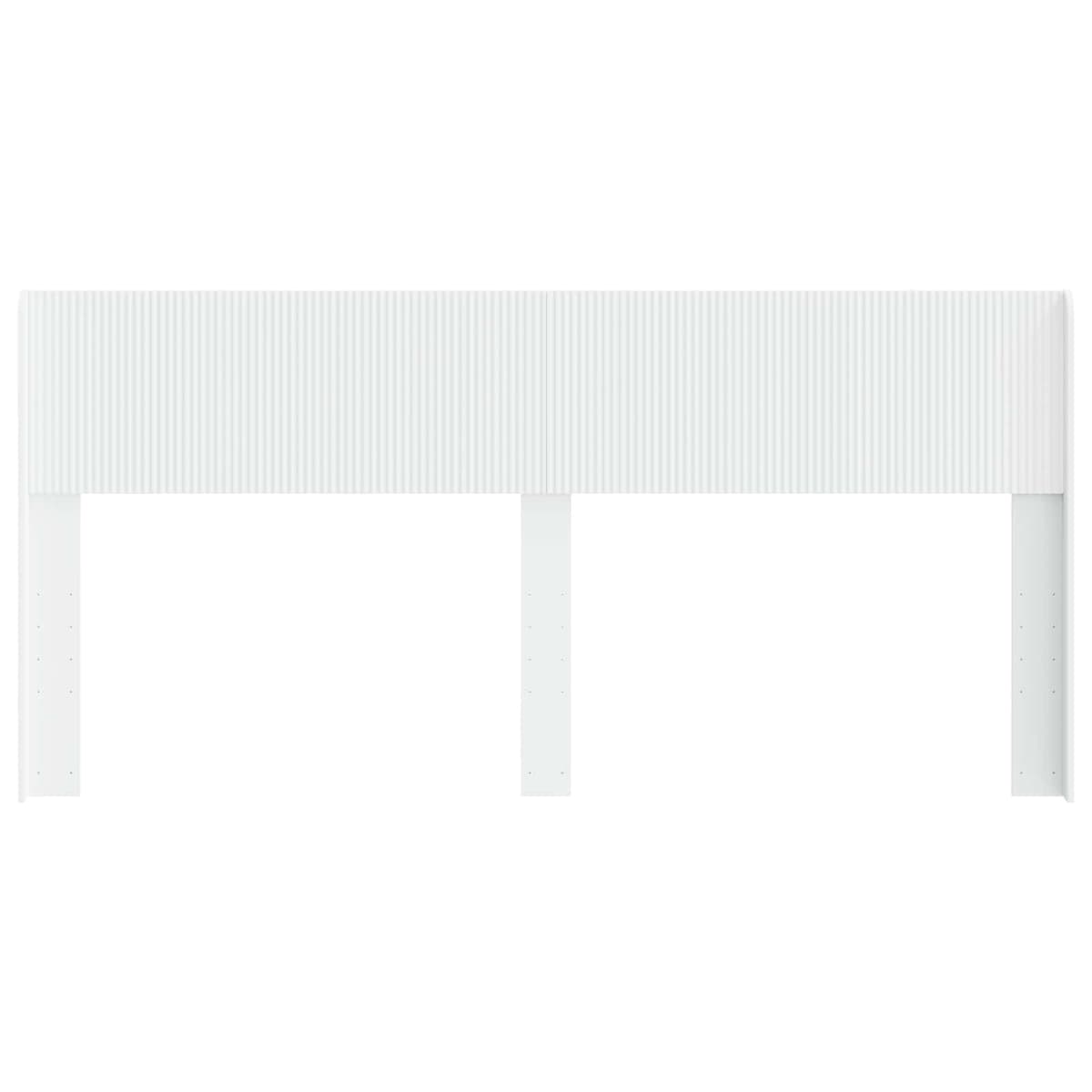 White Engineered Wood Headboard with Vertical Slats