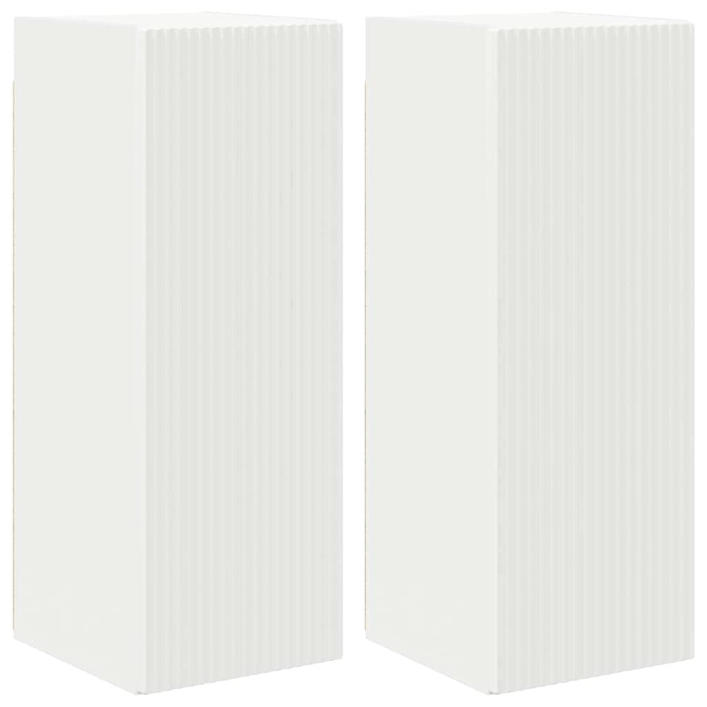 TV Wall Cabinet 2 Pieces White Modern Wall Mount Storage Unit Living Room