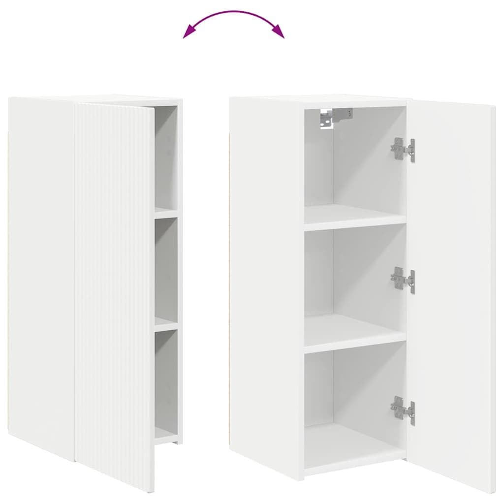 TV Wall Cabinet 2 Pieces White Modern Wall Mount Storage Unit Living Room