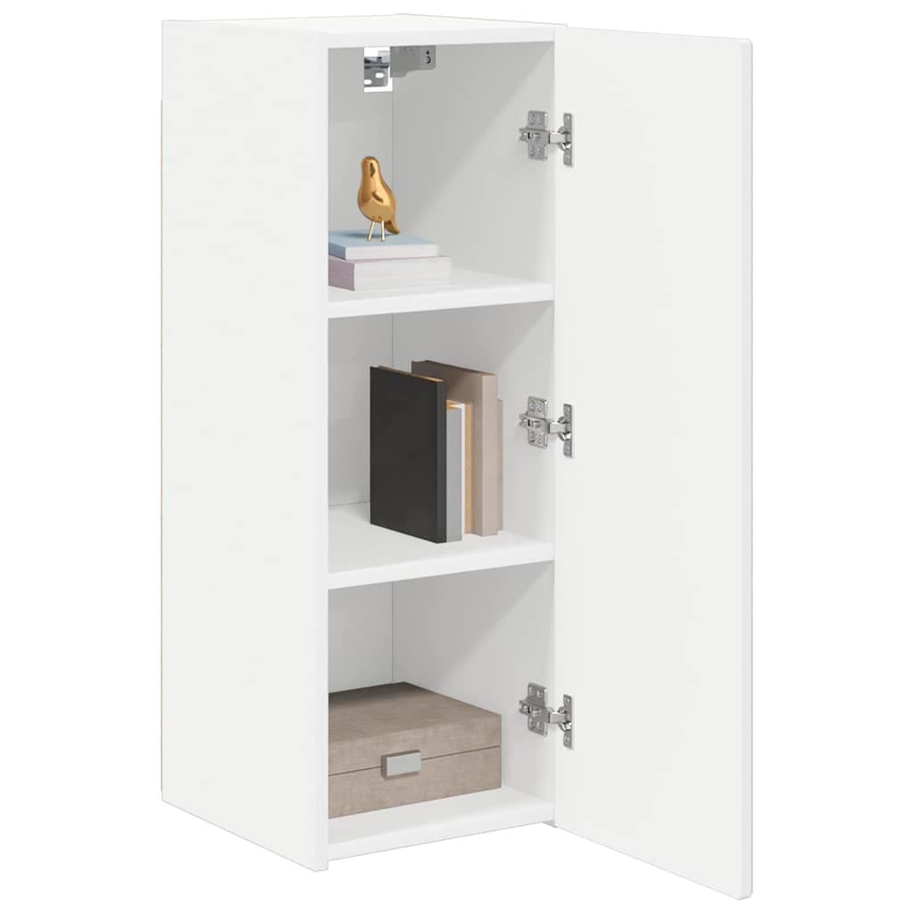 TV Wall Cabinet 2 Pieces White Modern Wall Mount Storage Unit Living Room