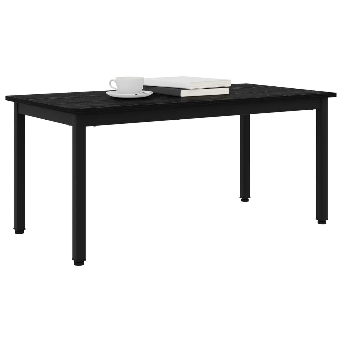 Coffee Table Black Rectangular Modern Living Room Accent Table Engineered Wood