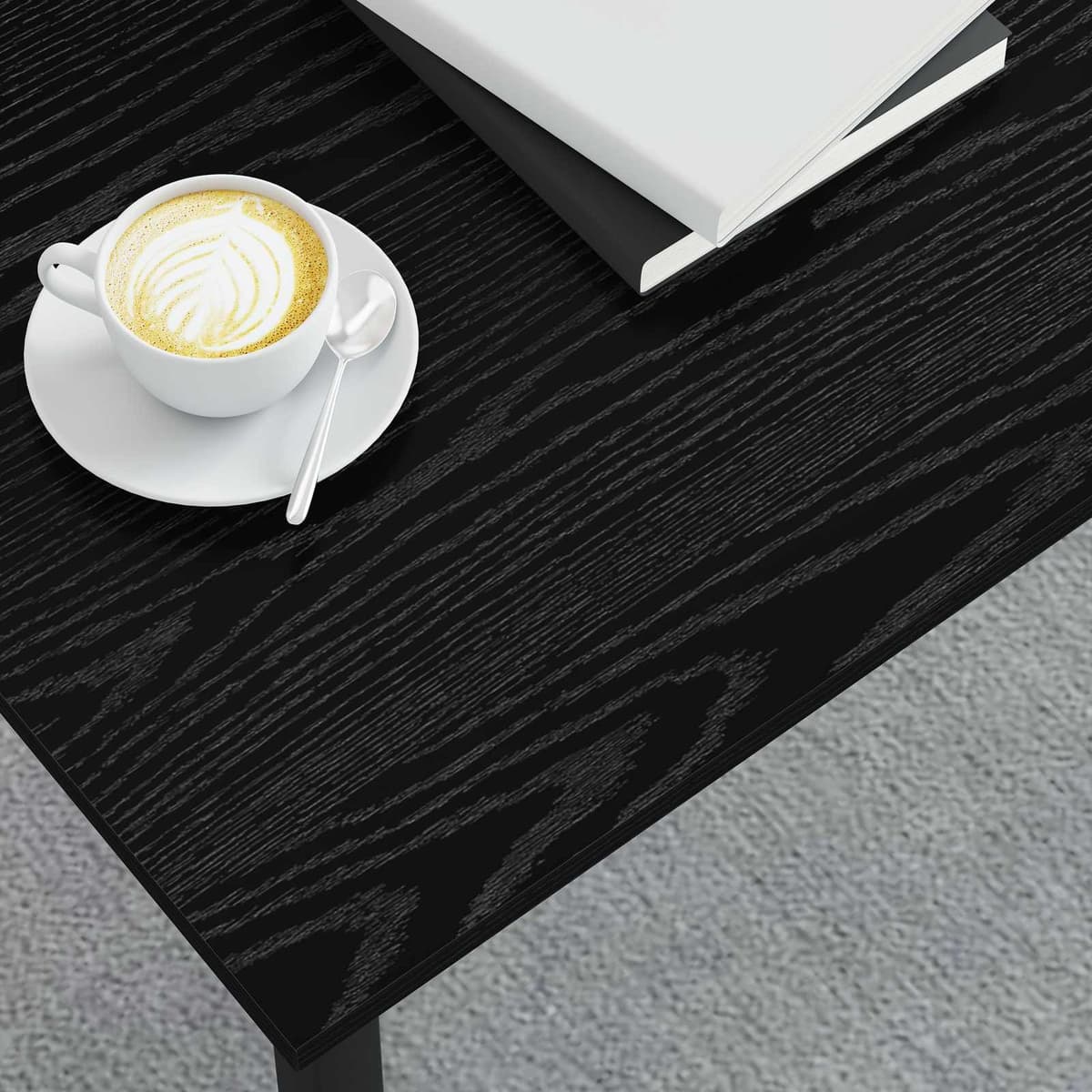 Coffee Table Black Rectangular Modern Living Room Accent Table Engineered Wood