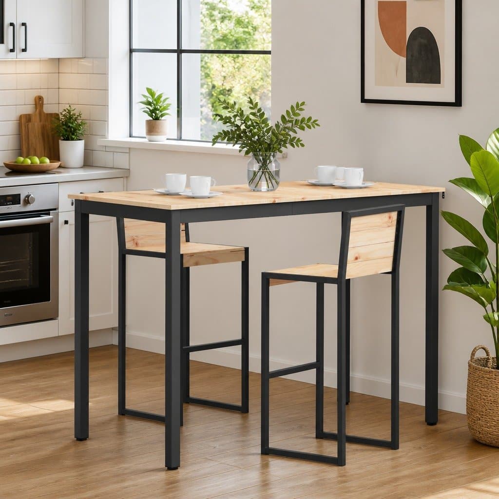 Bar Table Kitchen Dining Room Furniture Solid Pine Wood Natural Brown