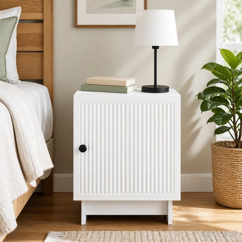 Bedside Cabinet White Modern Storage Nightstand Compact Bedroom Furniture
