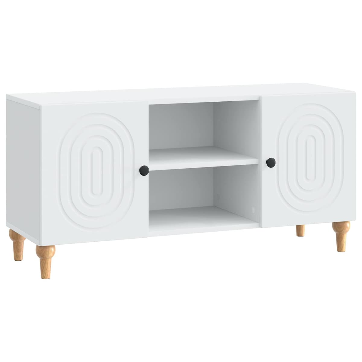 White TV Cabinet 102x34.5x50cm with Utility Shelves