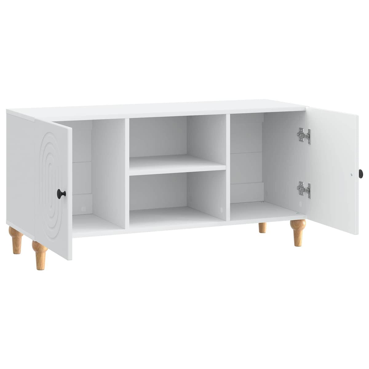 White TV Cabinet 102x34.5x50cm with Utility Shelves