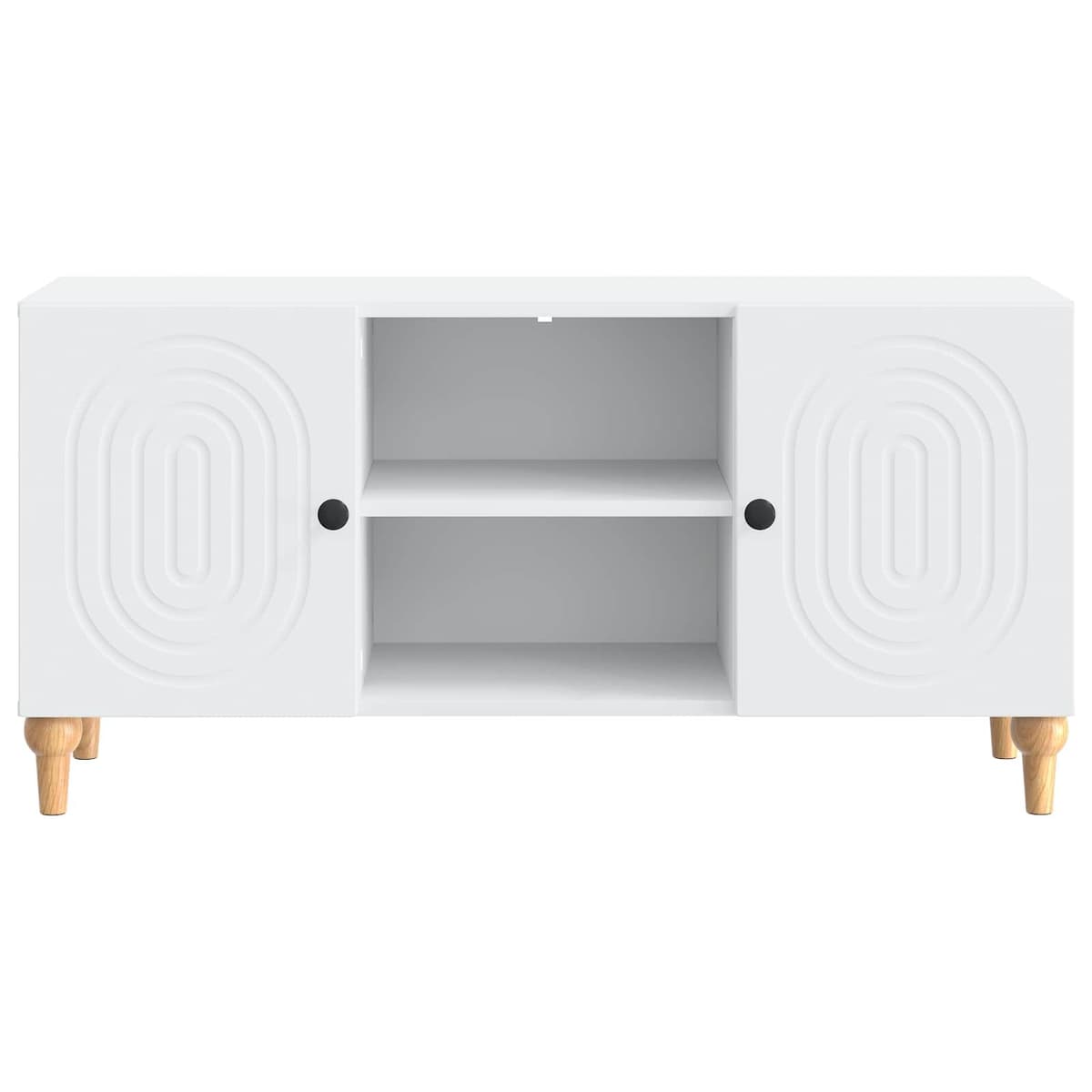 White TV Cabinet 102x34.5x50cm with Utility Shelves