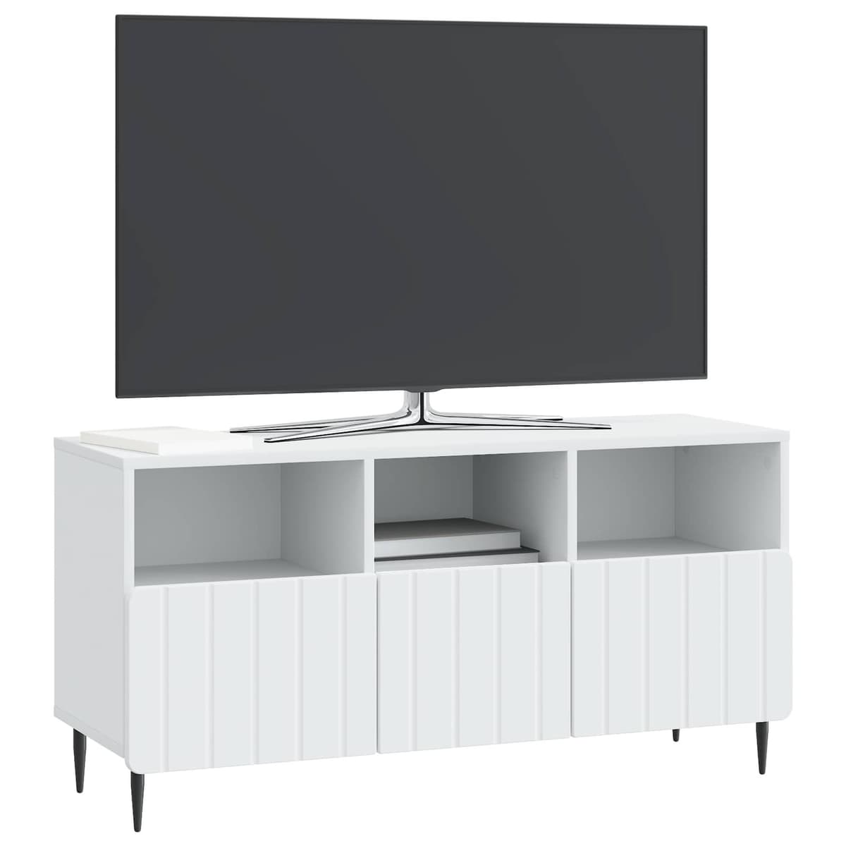 TV Cabinet with Drawer in White Engineered Wood