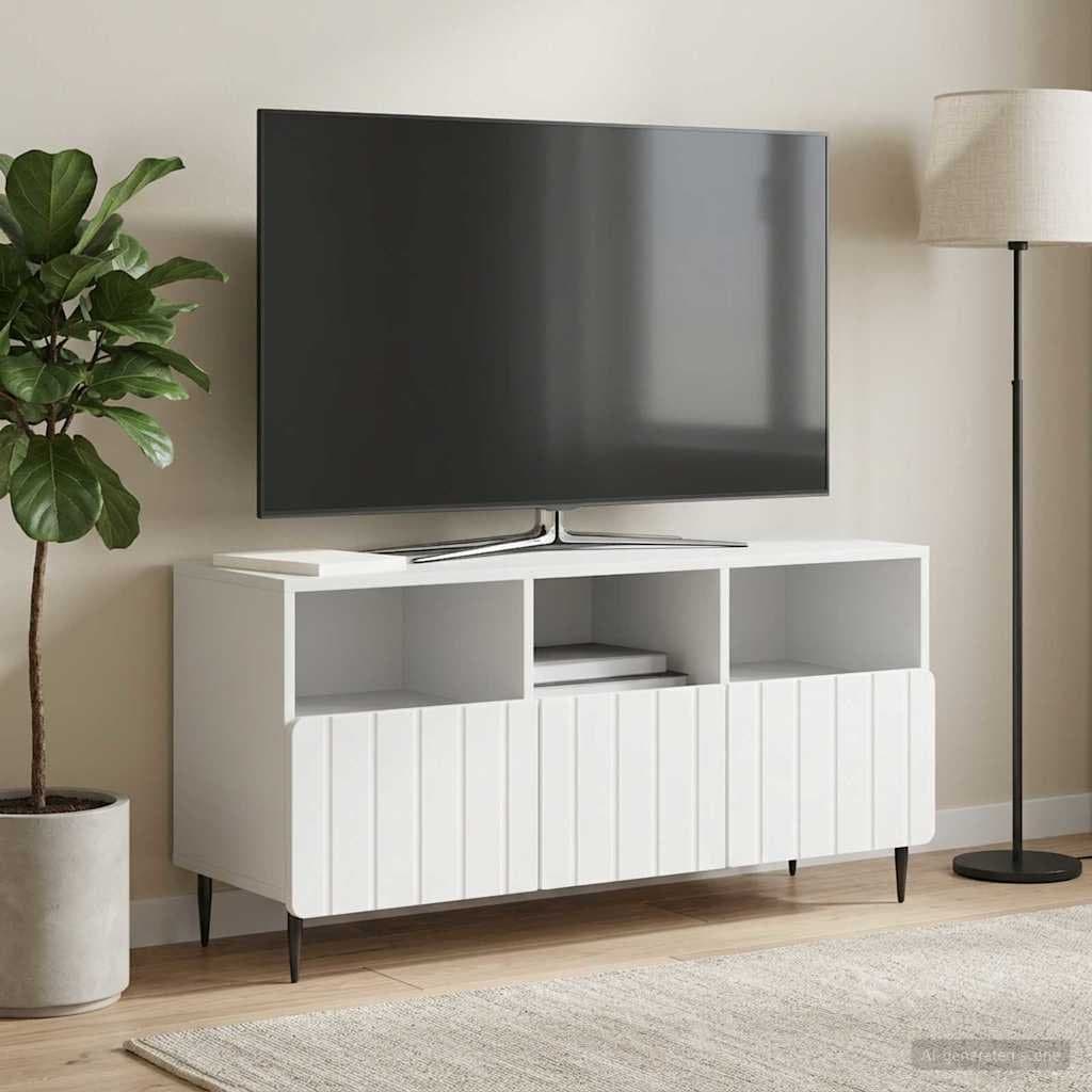 TV Cabinet with Drawer in White Engineered Wood