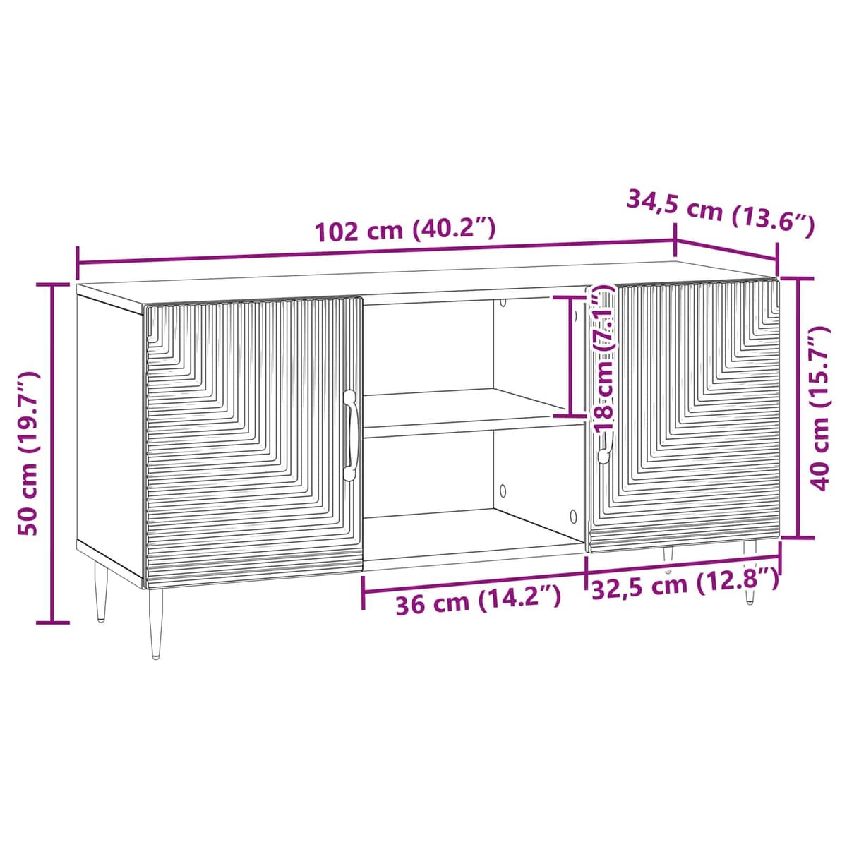 Vintage-Style White TV Cabinet for Living Room Storage 102x34.5x50cm