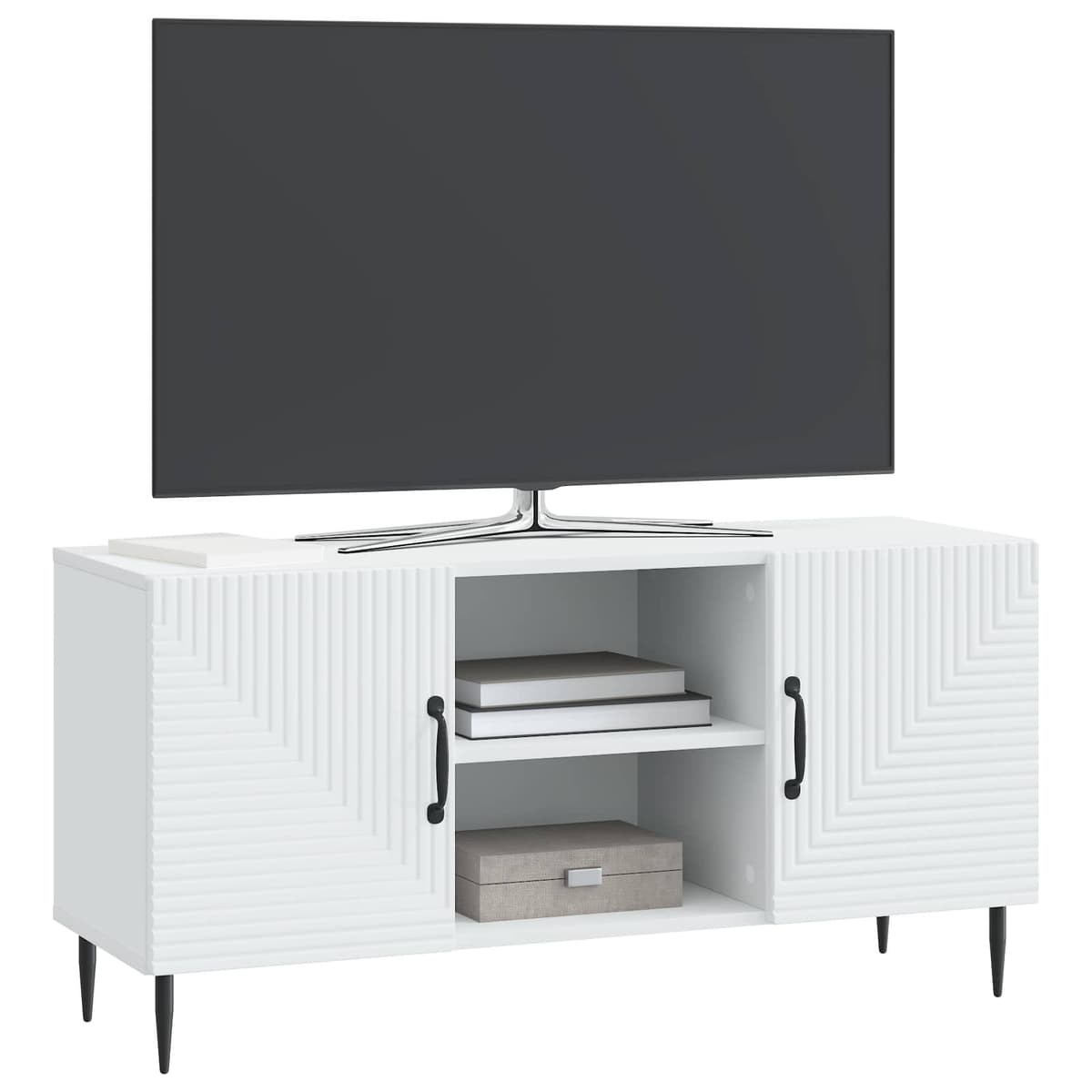 Vintage-Style White TV Cabinet for Living Room Storage 102x34.5x50cm