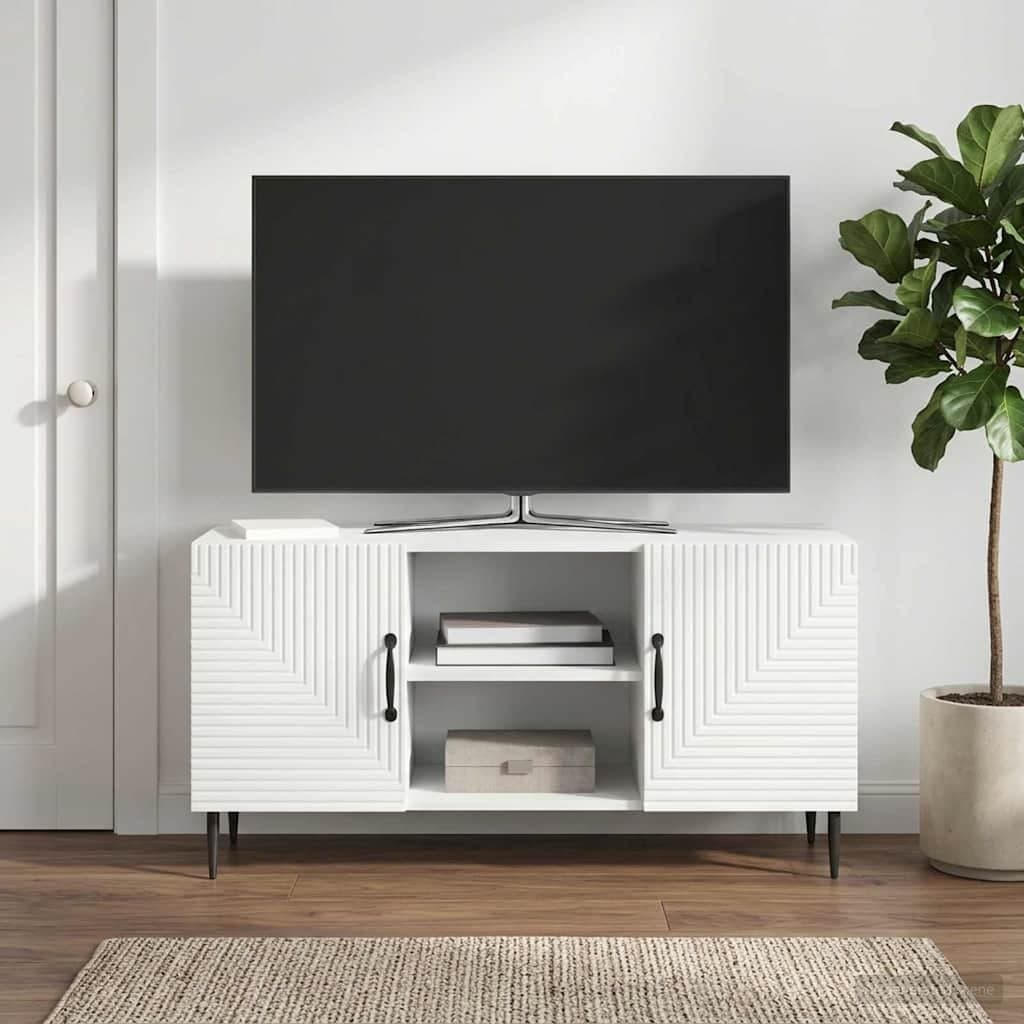 Vintage-Style White TV Cabinet for Living Room Storage 102x34.5x50cm