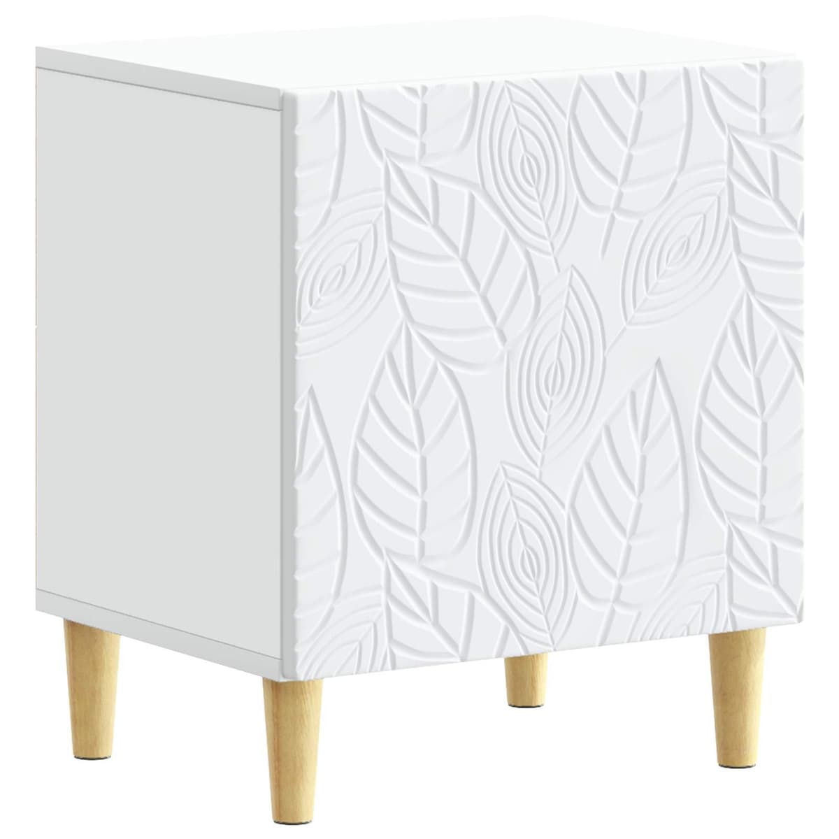 White Bedside Table with Eucalyptus Legs