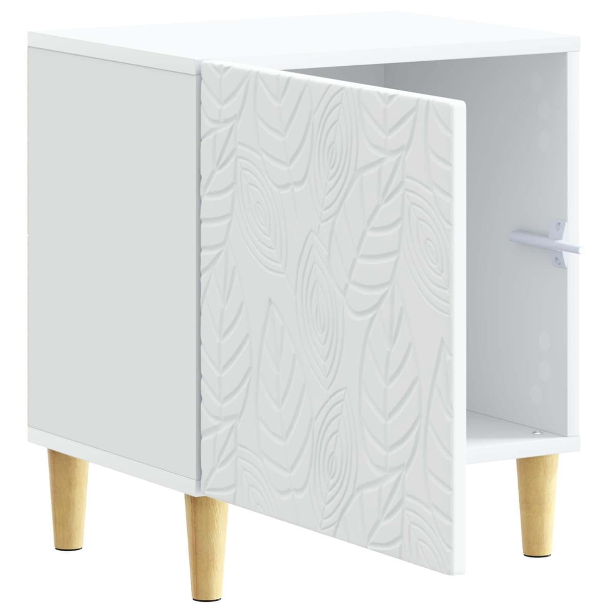 White Bedside Table with Eucalyptus Legs