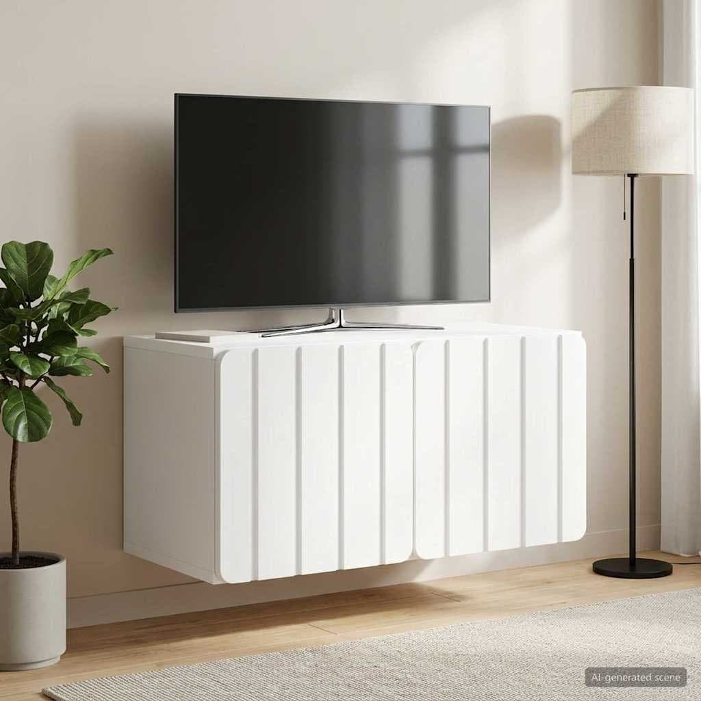 White Wall-Mounted TV Cabinet for Storage