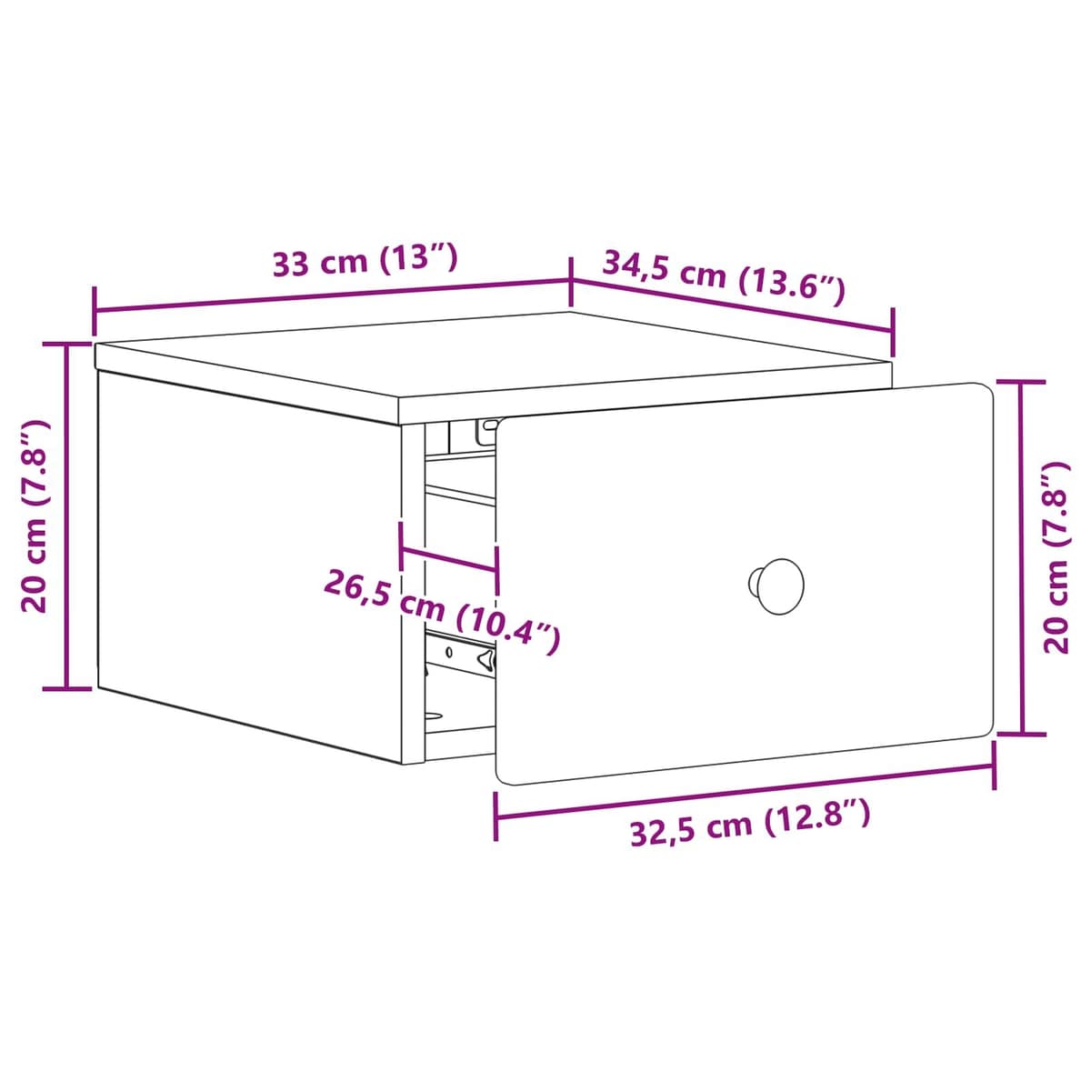 Wall-Mounted Bedside Cabinet with Storage