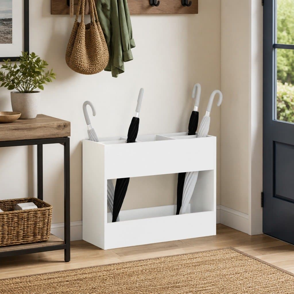 White Umbrella Stand for Hallway Storage