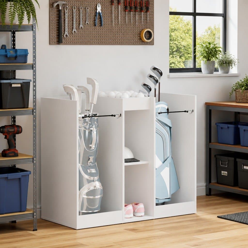 White Wooden Golf Cabinet for Storage 102 x 45 x 85.5 cm