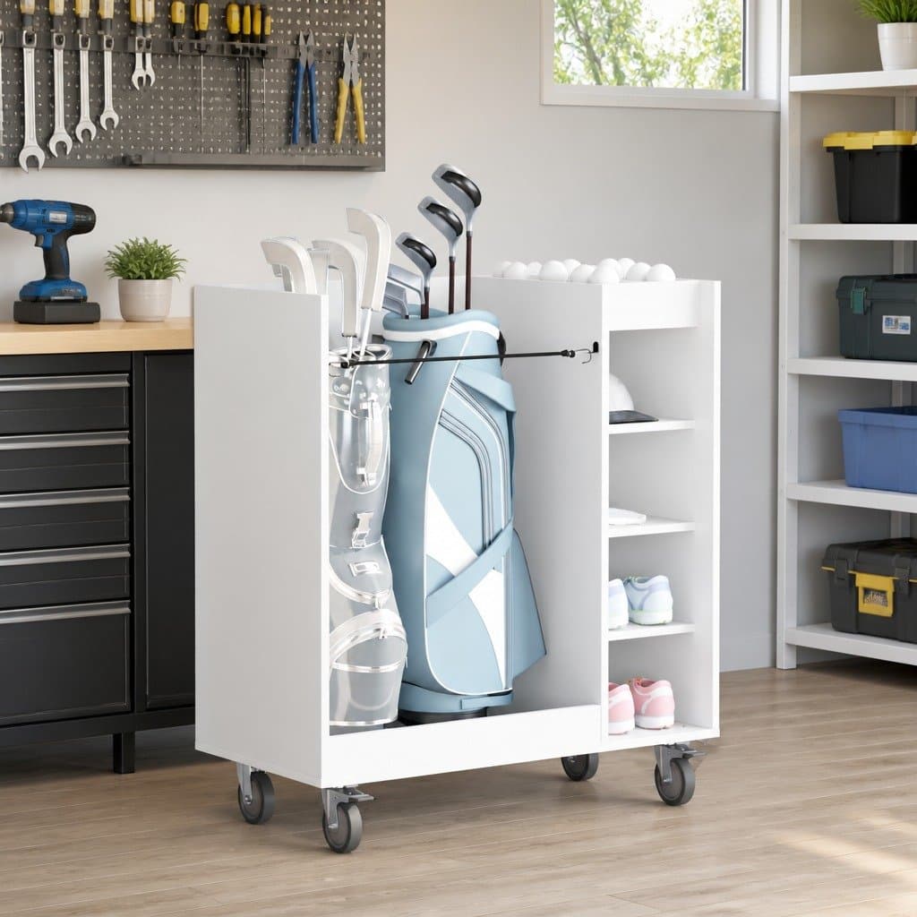 White Wooden Golf Cabinet for Indoor Storage